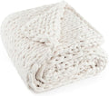 Chunky Knit Throw Blanket 50"X 60", 100% Handmade by LONGCREATE