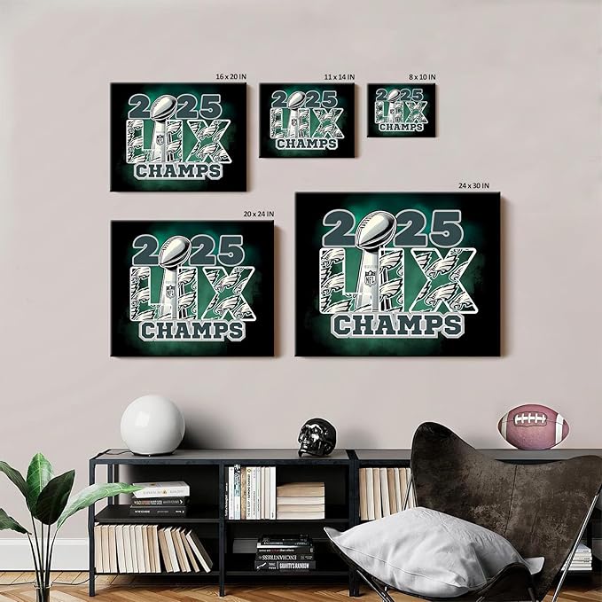 B.B.F MAKE 2025 Super Canvas Bowl Wall Art Champions Eagles Poster Print - Image 4