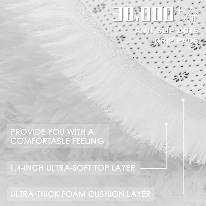 OLANLY 3x5 Machine Washable Small Bedside Rug, Soft Fluffy Shaggy Rugs - Image 6