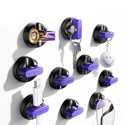 10-Pack Magnetic Cable Clips Cord Holder, LISEN Office Desk Organizers and by Lisen