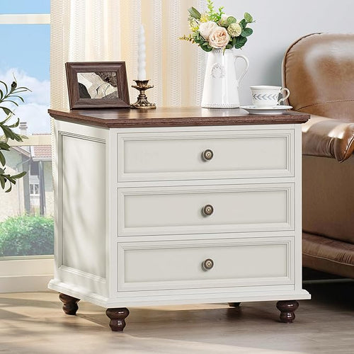 24" Wide Farmhouse Night Stand Set of 2, Large End Table - Image 2