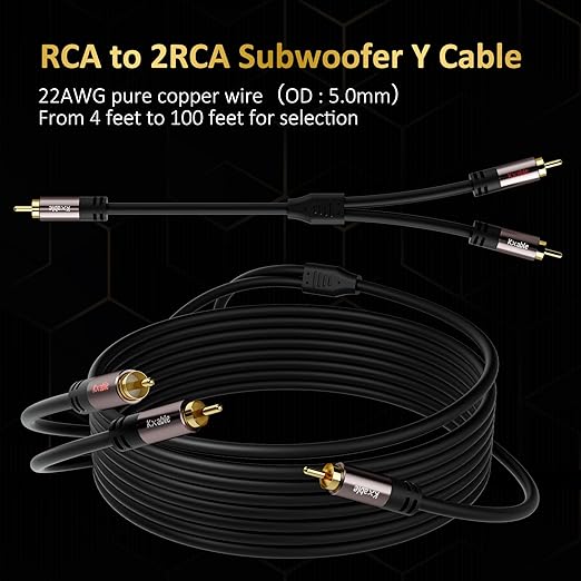 Kxable RCA Y-Adapter Splitter Cable 50 Feet, 1 RCA Male to 2 RCA Male Stereo - Image 6