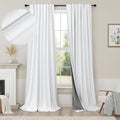 White Linen Textured Blackout Curtains 94 Inches Long 2 Panels Burg Coastal by Pitalk