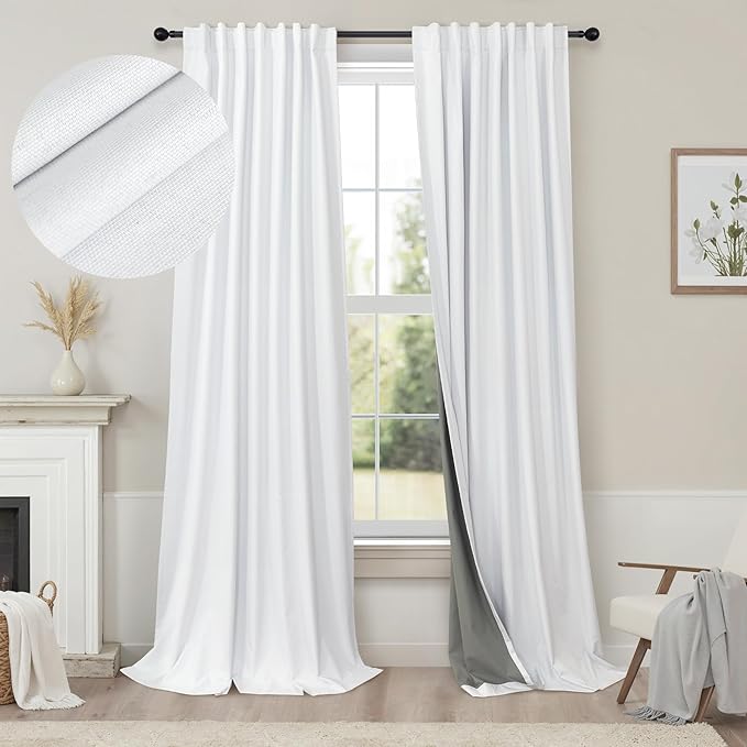 Blackout Curtains 92 Inches Long 2 Panels Set Modern Farmhouse Style Privacy by Pitalk