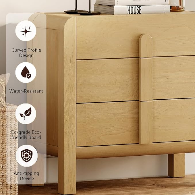 WAMPAT Modern 3 Drawer Nightstand, 31.5" Tall Nightstand End Table Bed Side - Image 5
