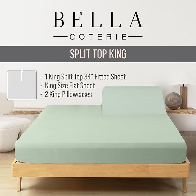 Bella Coterie Luxury Bamboo Viscose 34” Split Top King Size Sheet Set | 1 - Image 2
