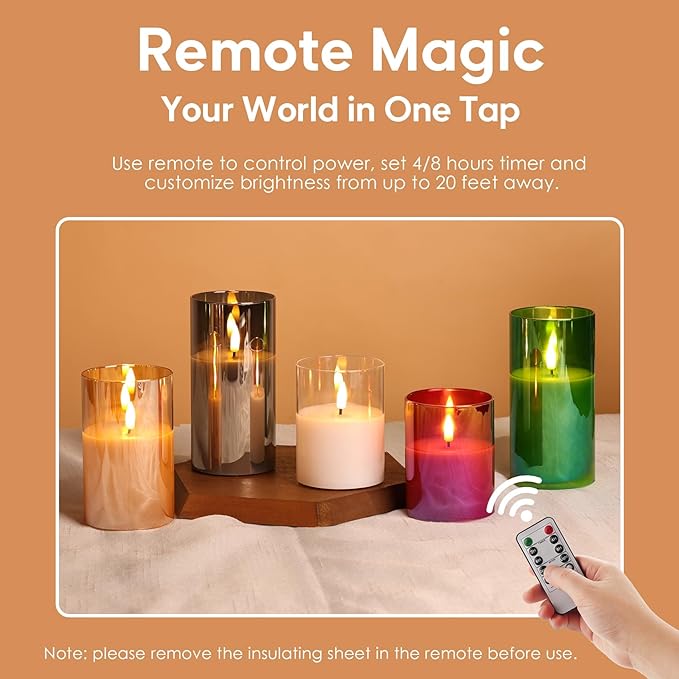 Eywamage Gold Glass Flameless Pillar Candles - Image 4
