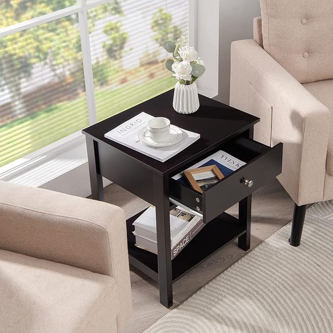 Giantex Nightstand, Wood End Table - Image 2