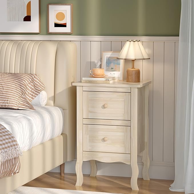 Bonnlo Solid Wood Nightstand Unfinished - Image 9