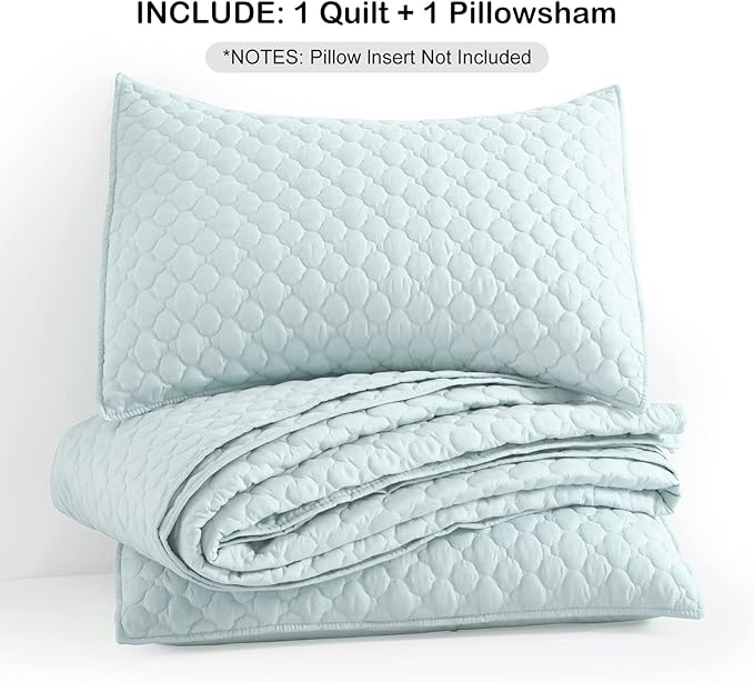 HORIMOTE HOME Quilt Twin Size Aqua Blue, Lightweight Quilt - Image 7