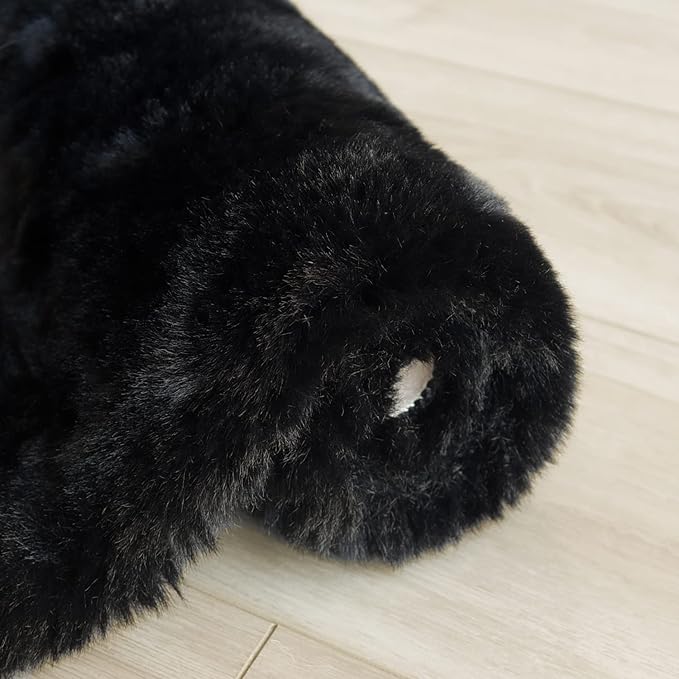 Faux Rabbit Fur Rug Machine Washable Area Rugs Black Fur Rug - Image 7