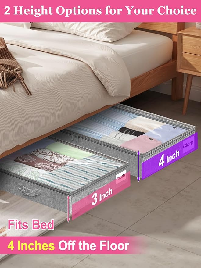 Low Profile Under Bed Storage, 3 Inches High Underbed Storage Containers Bins - Image 2