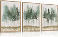 LHIUEM Foggy Pine Tree Framed Canvas Wall Art, Abstract Green Forest Wall Decor by LHIUEM