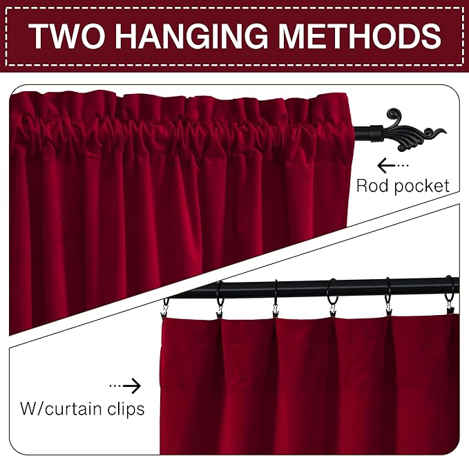 StangH Christmas Velvet Curtains 96 inches Long Heavy-Duty Large Window Drapes - Image 3