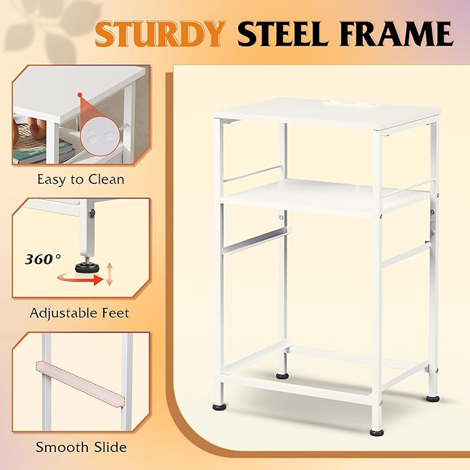 WLIVE Night Stand with Charger Station, Bedside Table, Small Dresser - Image 6
