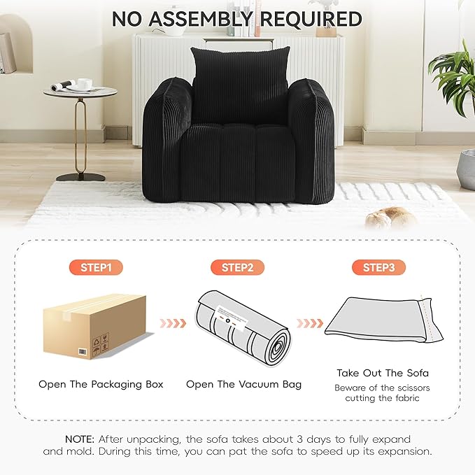 Oversized Boneless Accent Chair, Comfy Deep Seat Armchair - Image 5
