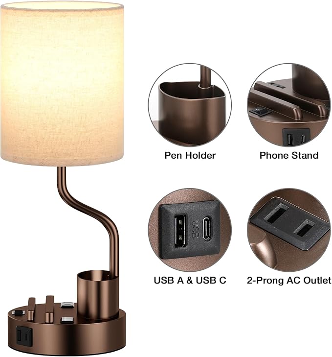 Bedside Table Lamps for Bedroom Set of 2 - Image 6