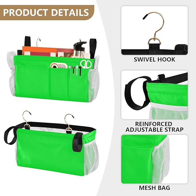 KOPIRIT Neon Cyan Bedside Caddy Storage Bag Bedside Organizer - Image 5