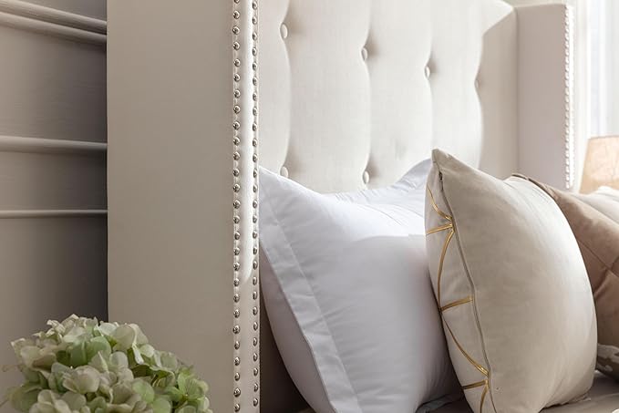 Queen Size Upholstered Bed Frame, Hand Buttoned Tufting Headboard Beds/No Box - Image 8