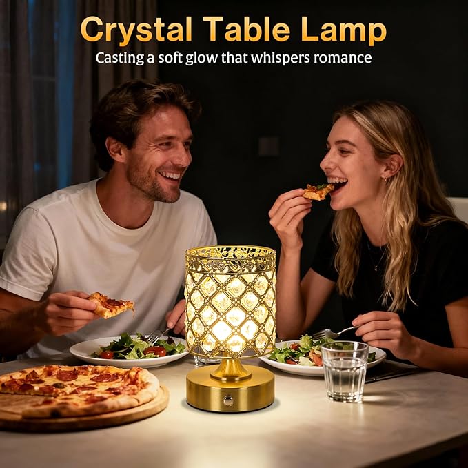 TOBUSA Gold Rechargeable Cordless Table Lamp, 6000mAh Crystal Battery Operated - Image 8