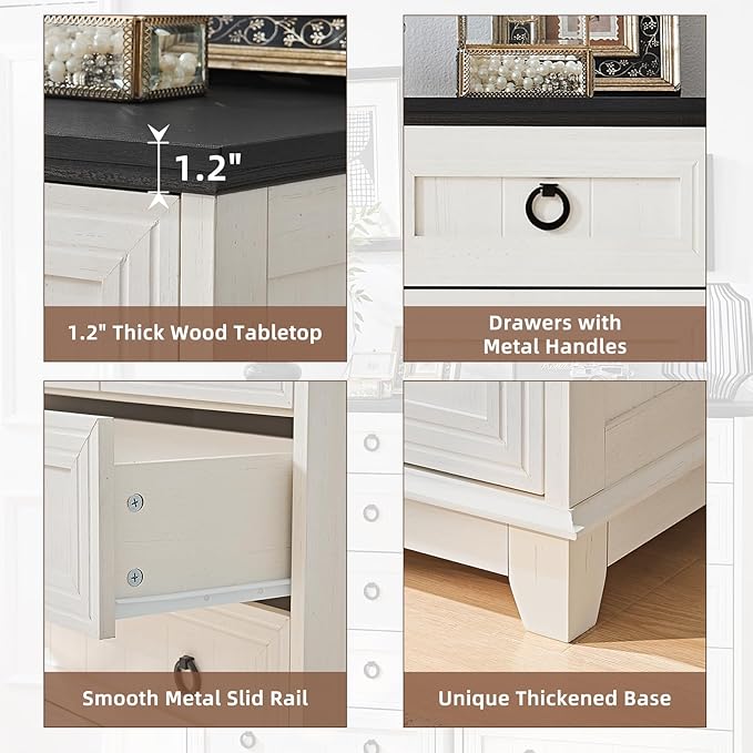 Farmhouse 6 Drawer Dresser for Bedroom, Rustic Wood Dresser - Image 5