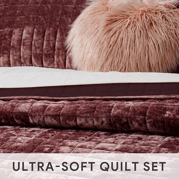 RECYCO Luxury Velvet Quilt Set Full Queen Size Bedding Sets, Ultra Soft Velvet - Image 4