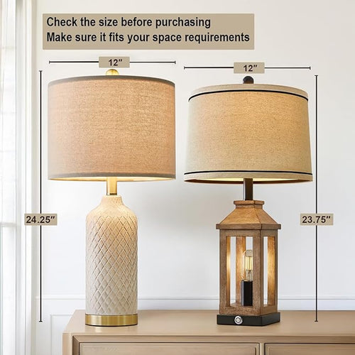 24.25" Table Lamps Set of 2 Modern Ceramic Lamps - Image 2