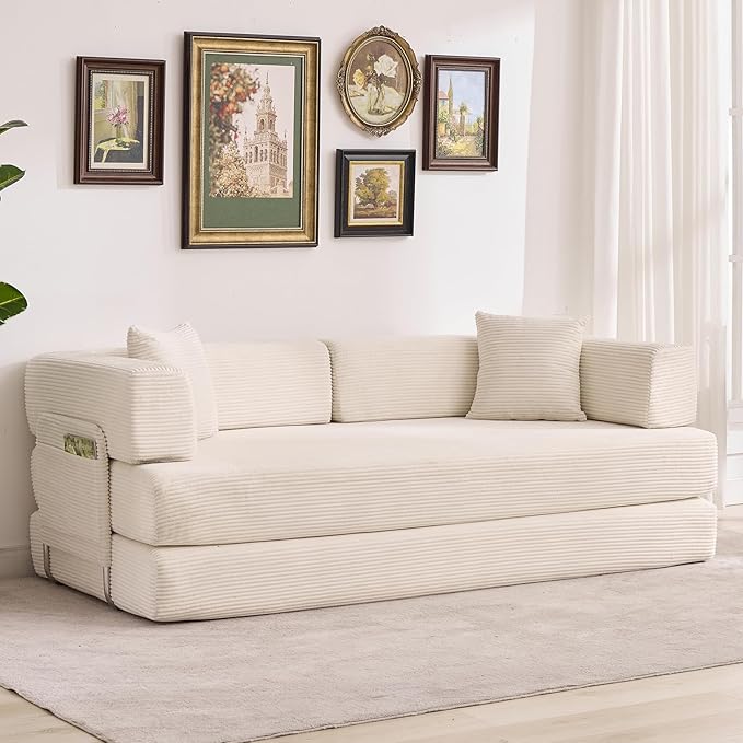 Garvee 5-in-1 Convertible Sofa Bed, 78.8" Modular Corduroy Sleeper by Garvee