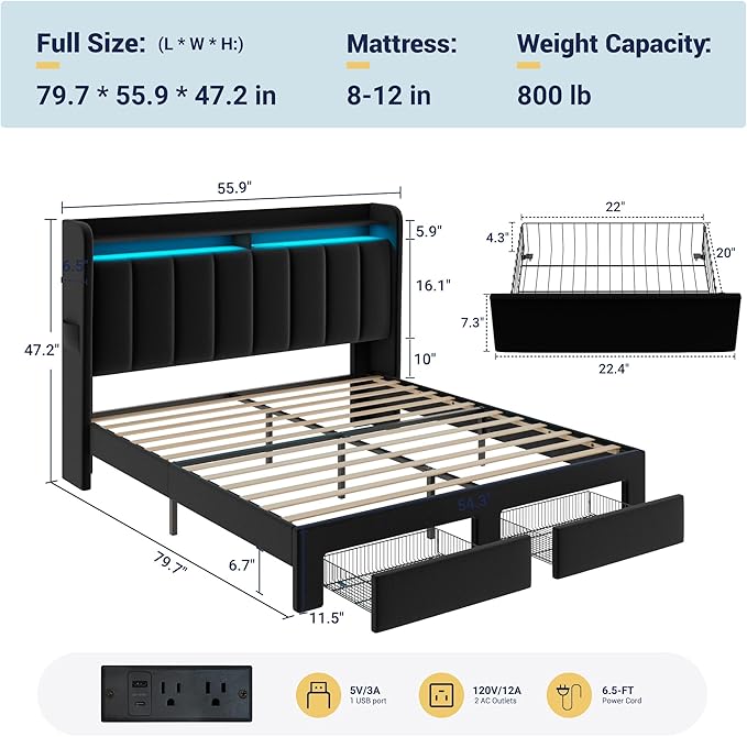 Allewie Velvet Vertical Tufted Full Size Upholstered Platform Bed Frame - Image 2