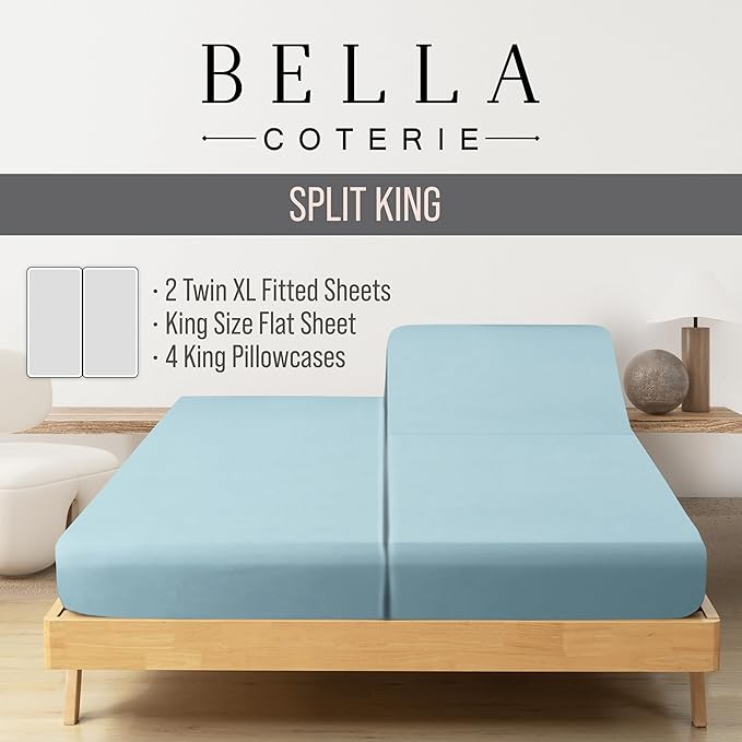 Bella Coterie 7 Piece Luxury Bamboo Viscose Split King Size Sheet Set | 2 - Image 2