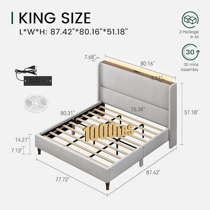 LARMACE King Size Bed Frame - Image 2