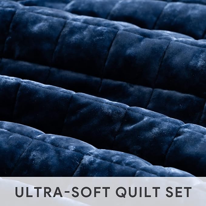 RECYCO Luxury Velvet Quilt Set King Size, Lightweight Velvet Comforter Set - Image 4