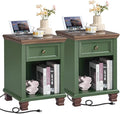 SAVOR LIFE Farmhouse End Tables Living Room Set of 2, Rustic Wood Nightstand by SAVORLIFEFurniture