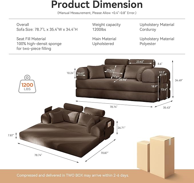 Upgrade High Backrest Design Sofa Bed - Image 2