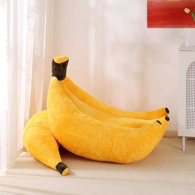 Banana Bean Bag Chair with Ottoman, Floor Sofa Bed with Footrest, Comfy - Image 7