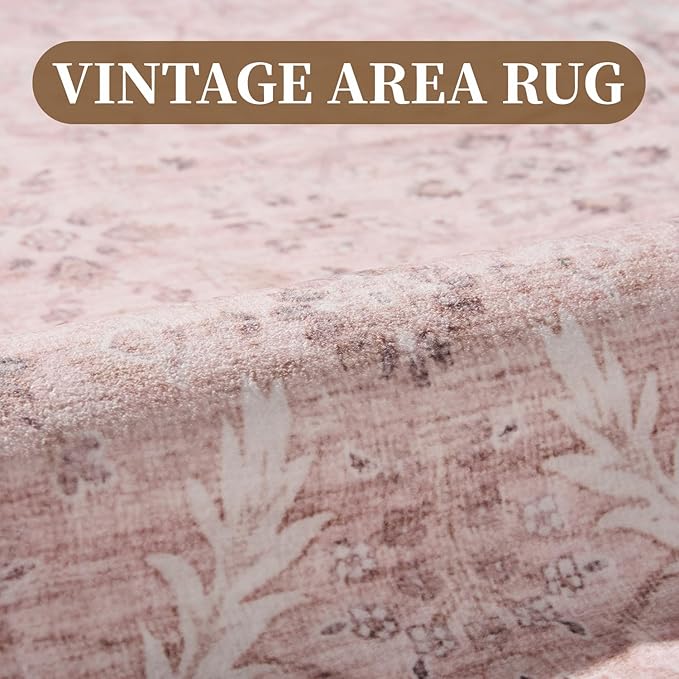 MontVoo-Vintage Area Rug 6X9 Pink Rugs - Image 3