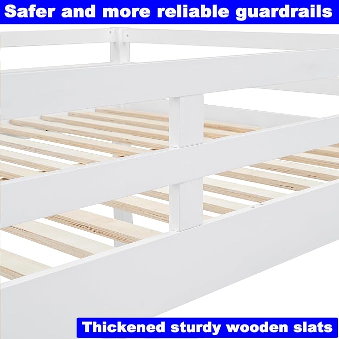 Upgraded Version Thicken Solid Wood Queen Over Queen Bunk Bed, Best Wooden Bunk - Image 5