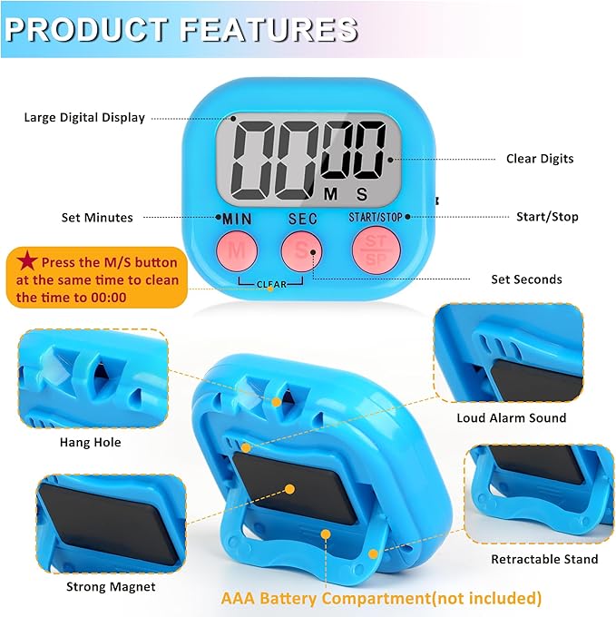ZILLEEN Classroom Timer for Kids Teachers 6 Pack Digital Timers - Image 8