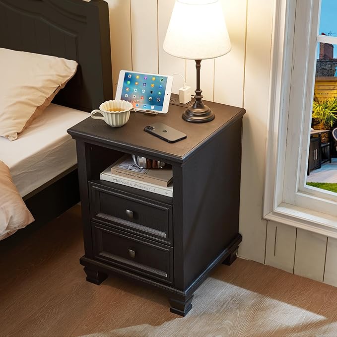 SAVOR LIFE Farmhouse Nightstand Set of 2 - Image 8