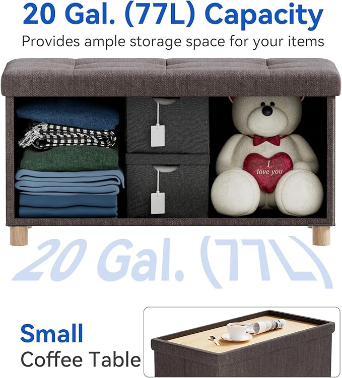 BRIAN & DANY 30 Inches Folding Storage Ottoman Bench, Ottoman - Image 6