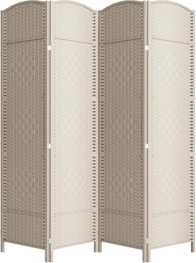 4 Panel Room Divider, 6Ft Folding Privacy Screen, Tall by cocosica
