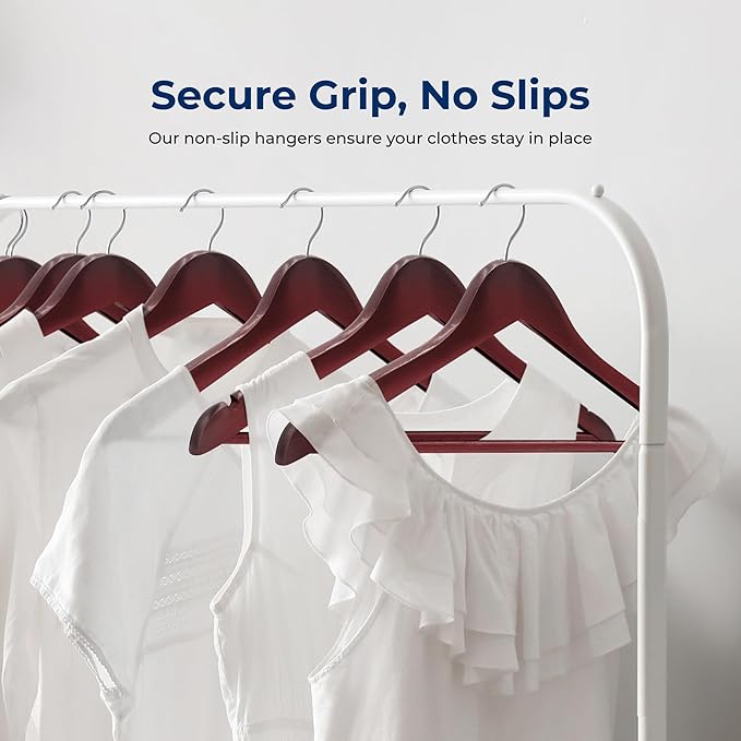 SereneLife 20-Pack Wooden Coat Hangers – Durable Suit Hangers - Image 3