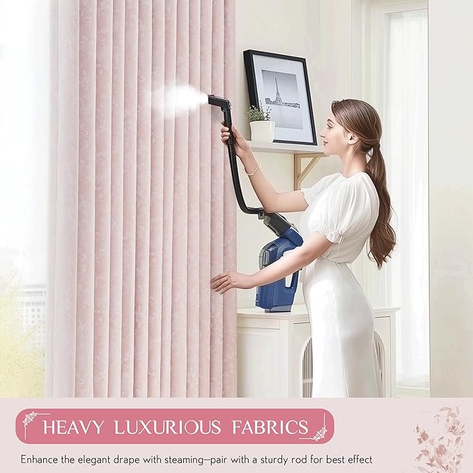 Beauoop Pink Floral Jacquard Blackout Curtains 108 Inches Long 2 Panels - Image 5