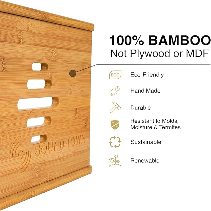 Sound Town DIY Solid Carbonized Bamboo Slanted 20U Studio Rack, - Image 6