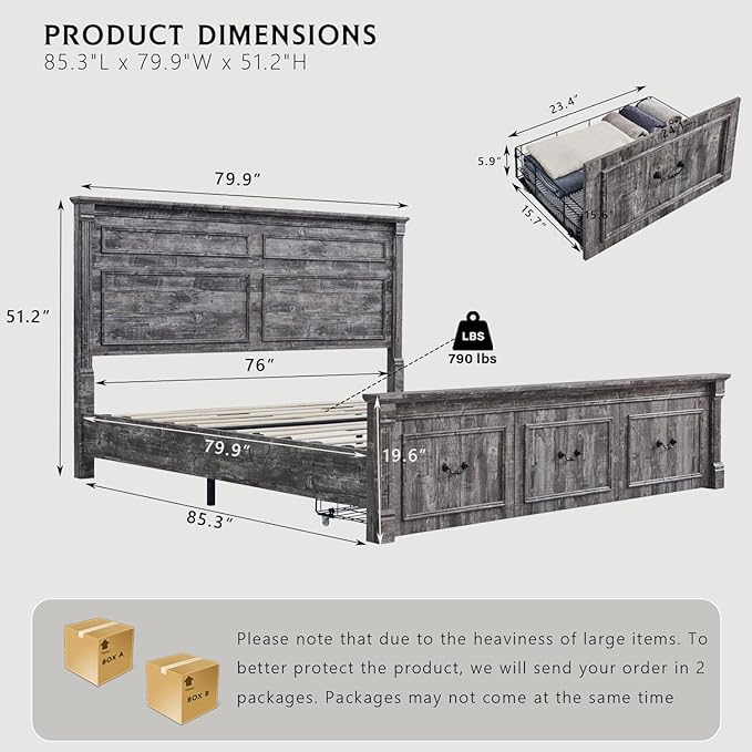 Farmhouse King Size Bed Frame - Image 2