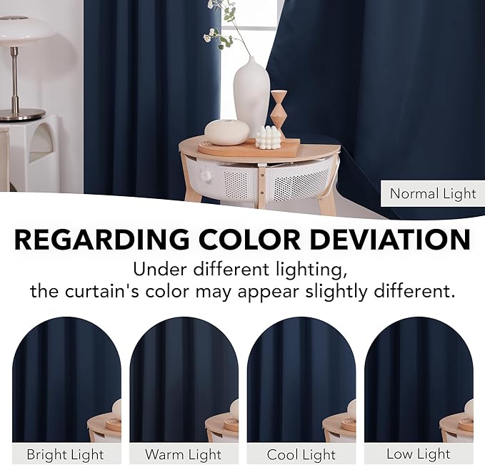 Deconovo Blackout Curtains, Thermal Insulated, W42 x L72 2 Panels, Back Tab - Image 6
