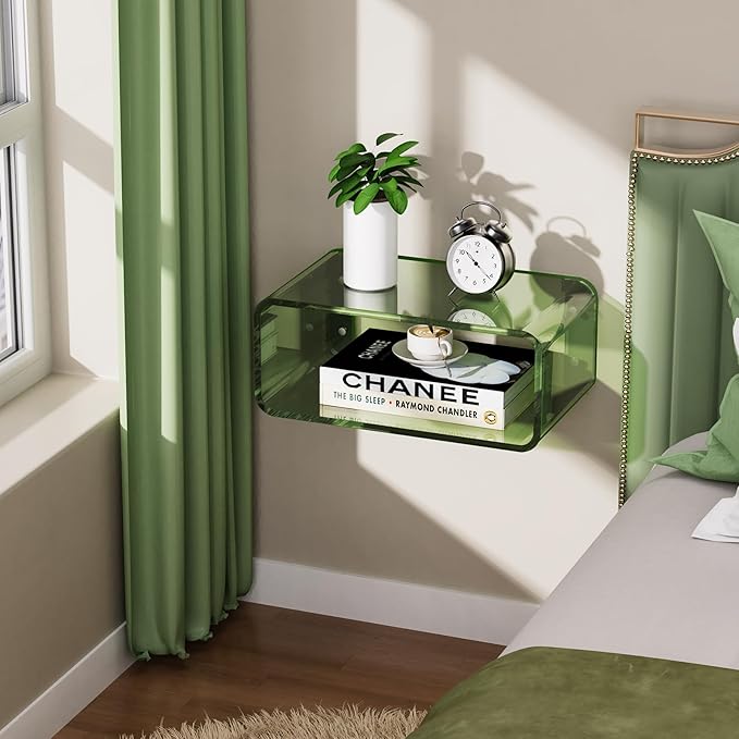 Acrylic Floating Nightstand, Bedside Table, Nightstand Shelf Wall Mounted - Image 4