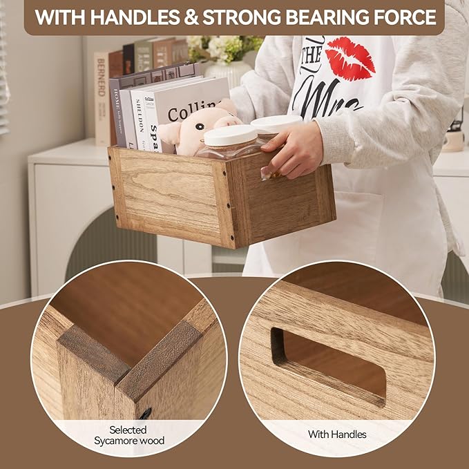 KIRIGEN Stackable Wood Storage Cube /Basket/ Bins Organizer - Image 4