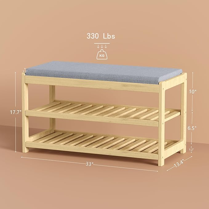 Shoe Bench Entryway, 100% Solid Solid Wood Shoe Rack Bench - Image 3
