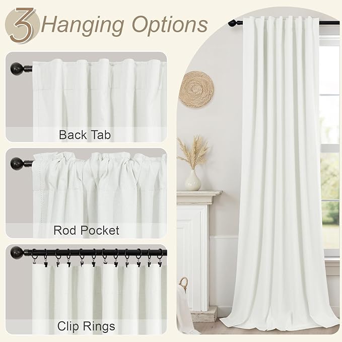 Pitalk Bedroom Blackout Curtains 63 Inches Long 2 Panel Thermal Curtain - Image 6